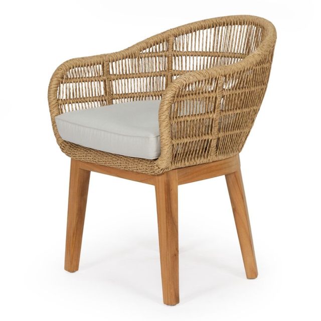 Asta Teak Wood Accent Dining Armchair in Natural Finish