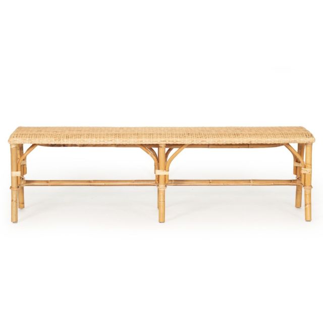 Byron Rattan Dining Entryway Hallway Bench Seat in Natural Finish