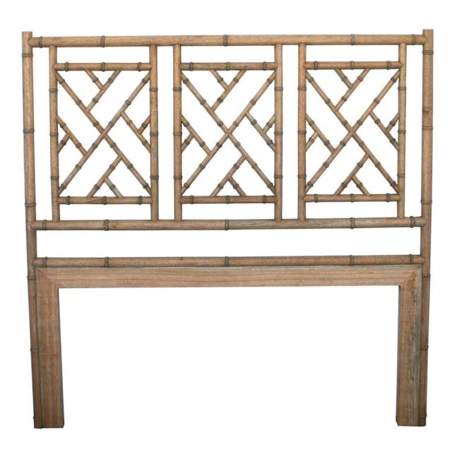 Chippendale Bamboo Inspired Natural King Bedhead in Solid White Cedar Wood Frame