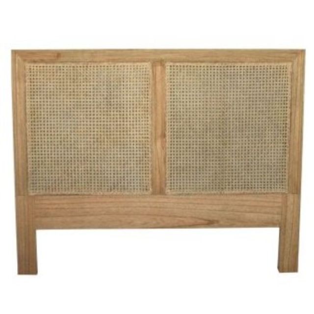 Hamilton Woven Rattan Cane Natural Bedhead Queen Size in Solid Hardwood Frame