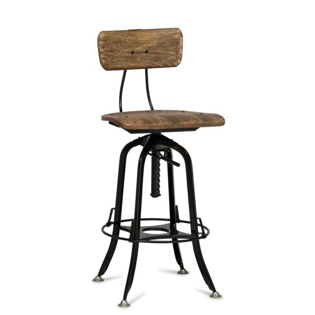 Rustic Style Wood Iron Black Bar Chair