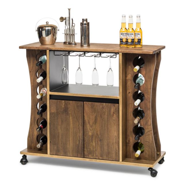 Wooden Wine Bar Storage Cabinet Rack