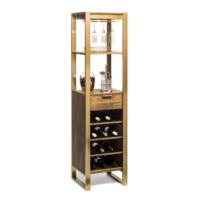 Tall Wooden Wine Storage Rack with Drawer