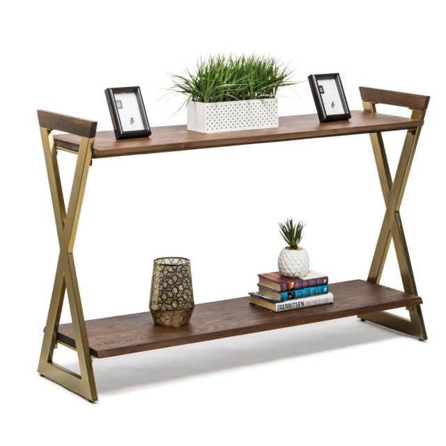 Wooden Hall Table with Shelves
