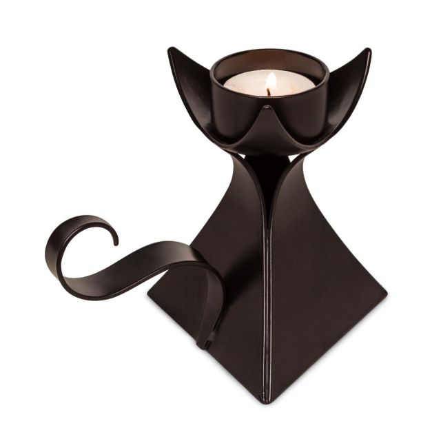 Decorative Black Metal Tea Light Candle Holder with Handle