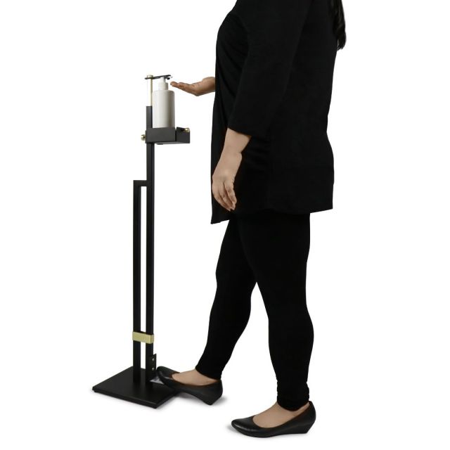 Lirash Touchless Hand Sanitiser Floor Stand with Foot Pedal Gold Black