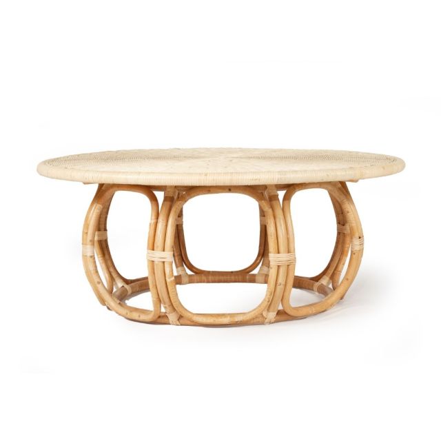 Lucy Large Round Rattan Coffee Table in Natural Finish