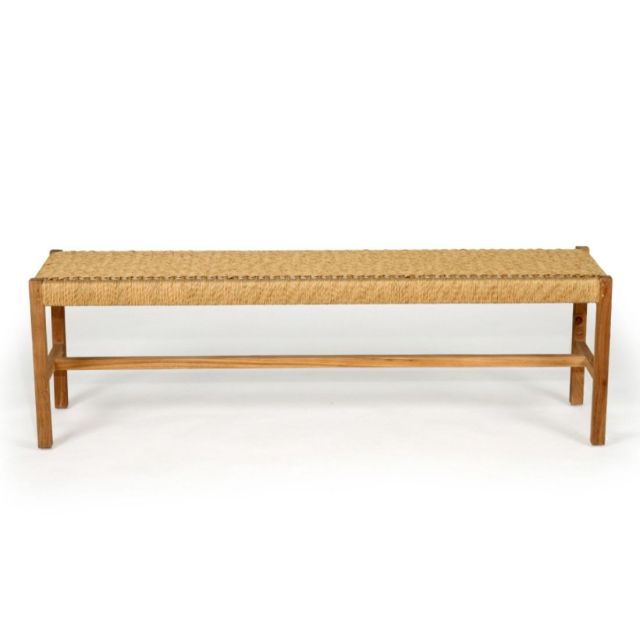 Sara Teak Wooden Dining Bench Seat with Woven Top in Natural Finish