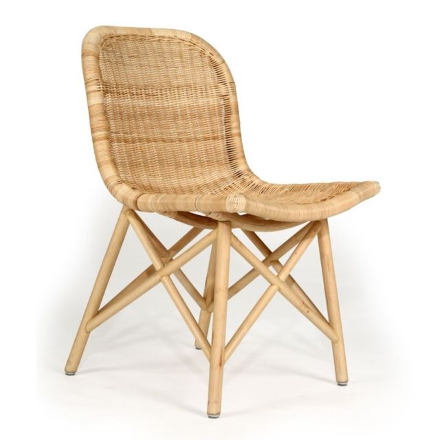 Serena Rattan Dining Kitchen Chair Coastal Style in Natural Finish