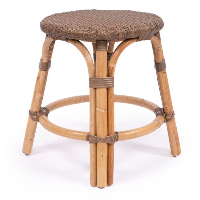 Sorrento Brown Rattan Low Height Kitchen Dining Bar Stool 46cm