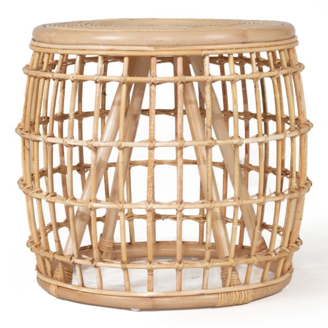 Ubud Large Round Rattan Bed Side Table in Natural Finish
