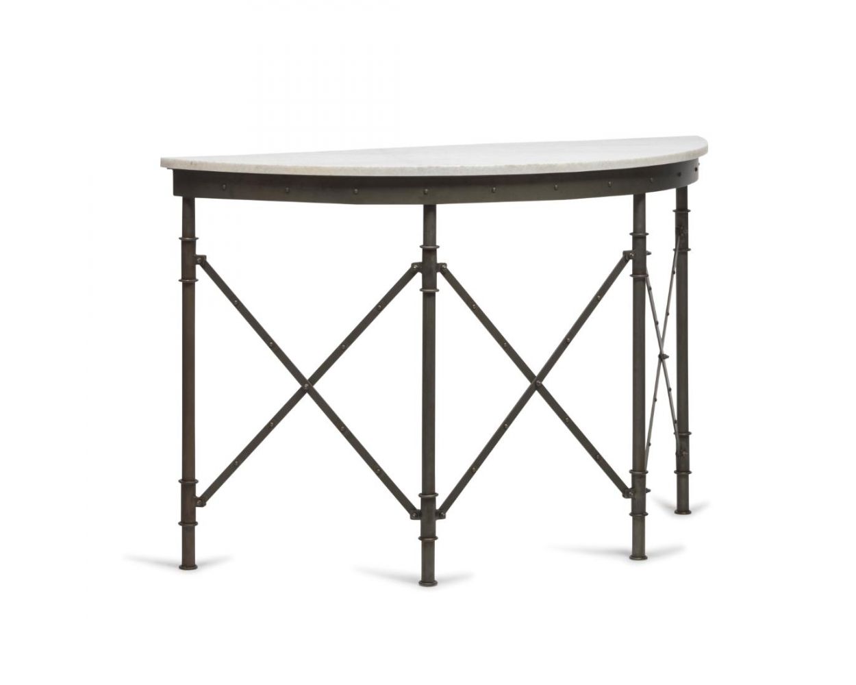 Half Round Industrial Console Table, Black Half Round Entry Table