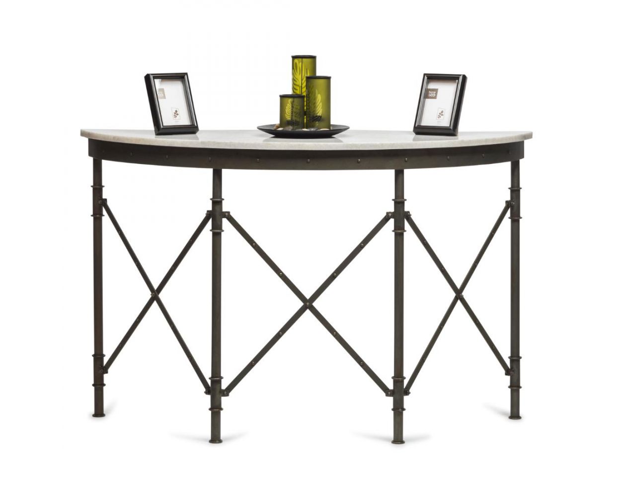 Half Round Industrial Console Table, Half Round Entrance Table