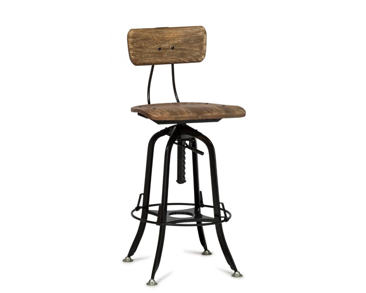 Industrial Wooden Iron Bar Stool Chair, Black Iron Bar Stools