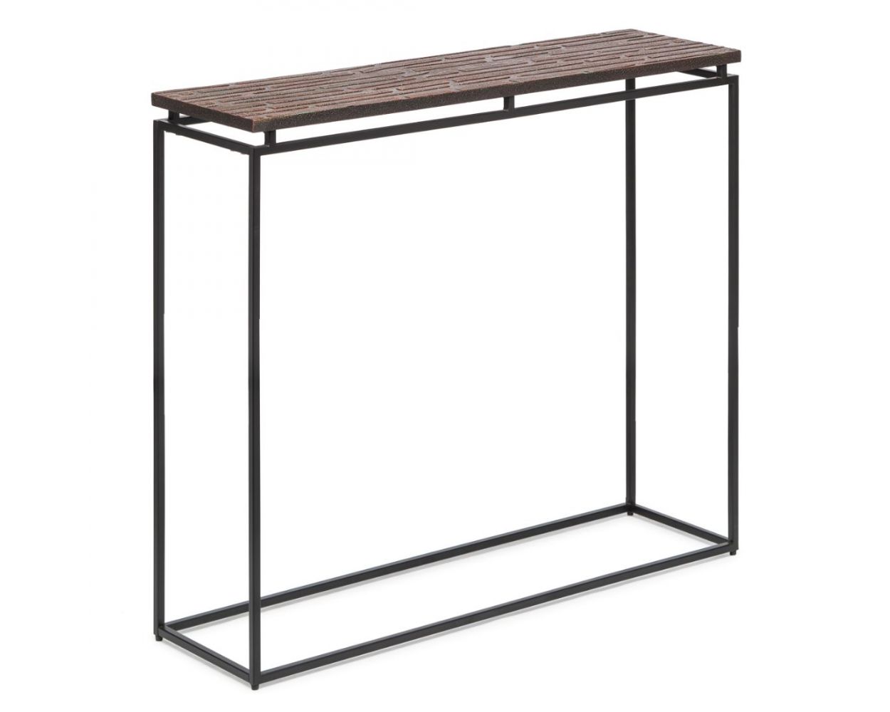 black and copper console table