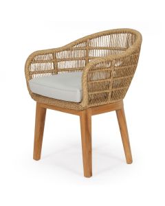 Asta Teak Wood Accent Dining Armchair in Natural Finish
