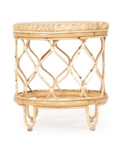 Cayo Round Rattan Bedside Table in Natural Finish