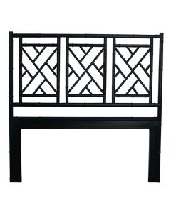 Chippendale Black Bamboo Inspired King Bedhead in Solid Mahogany Wood Frame