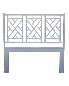 Chippendale White Bamboo Inspired King Bedhead in Solid Mahogany Wood Frame