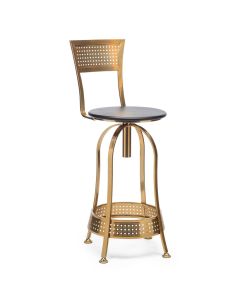 Gold Black Swivel Kitchen Bar Stool Chair with High Back in Netted Design Frame