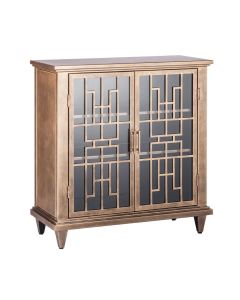 Sideboard Buffet Cabinet Storage with Glass Doors in French Brass Finish