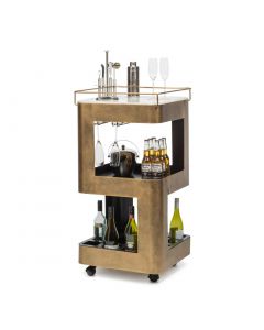 Modern Bar Trolley Cart in French Brass Colour