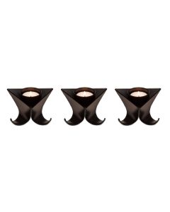 Small Decorative Black Metal Tea Light Candle Holders in Set of 3