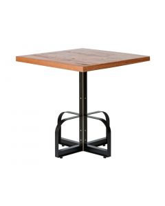 Square Iron Bistro Bar Table with Reclaimed Wood Top - Clear Finish