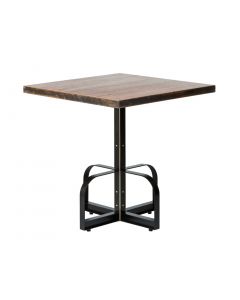 Square Iron Bistro Bar Table with Reclaimed Wood Top - Black Marks Finish