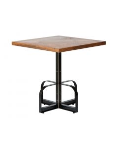 Square Iron Bistro Bar Table with Reclaimed Wood Top - Parquetry Clear Finish