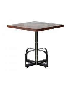 Square Iron Bistro Bar Table with Reclaimed Wood Top - Parquetry Walnut Finish