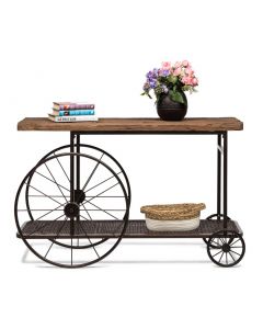Industrial Wood Top Hallway Console Table with Wheels