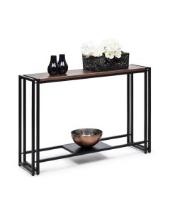 Black Narrow Hallway Table with Textured Copper Finish Top