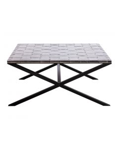 Iron Square Coffee Table with Woven Stainless Steel Top