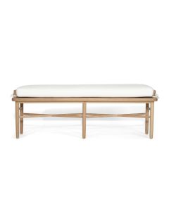 Ocea Wooden End of Bed Bench Seat Ottoman with White Cushion in Natural Finish