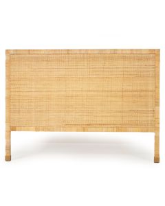 Palms Natural Rattan Bedhead King Size in Solid Mahogany Wood Frame