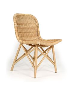 Serena Rattan Dining Kitchen Chair Coastal Style in Natural Finish