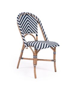 Sorrento Woven Rattan Blue White Dining Chair Coastal Style