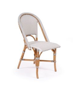 Sorrento Woven Rattan Dining Chair Coastal Style in Fog Colour Finish