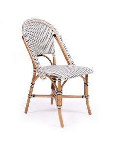 Sorrento Woven Rattan White Black Dining Chair Coastal Style