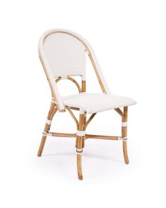 Sorrento Woven Rattan White Dining Chair Coastal Style