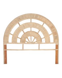 Sunrise Natural Rattan Queen Size Bedhead in Solid Mahogany Wood Frame