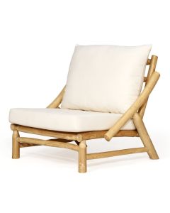 Teak Wood Single Sofa Occasional Armchair with Cushion in Natural Finish