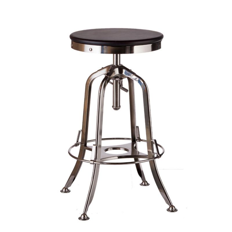 Industrial Iron Bar Stool With Wood Top Nickel Black
