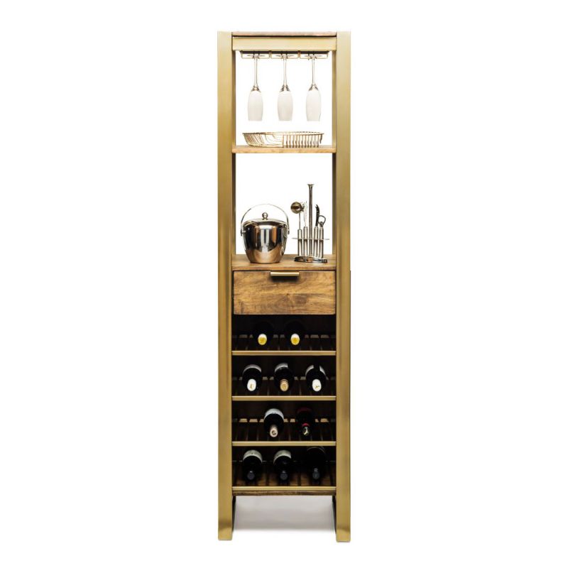 Wooden Wine Rack Bar Cart Storage Tower With Drawer